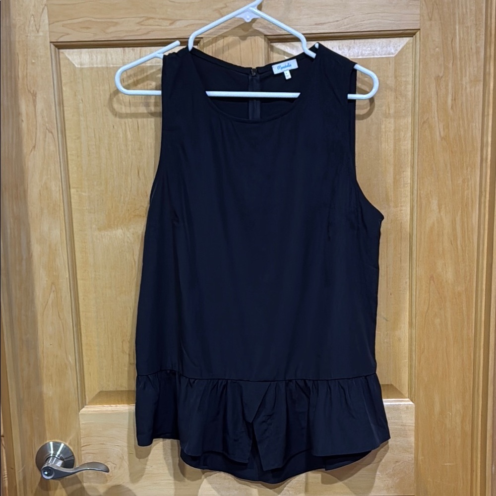 Matabelle Black Peplum Tank Top with Ruffle Hem size L
